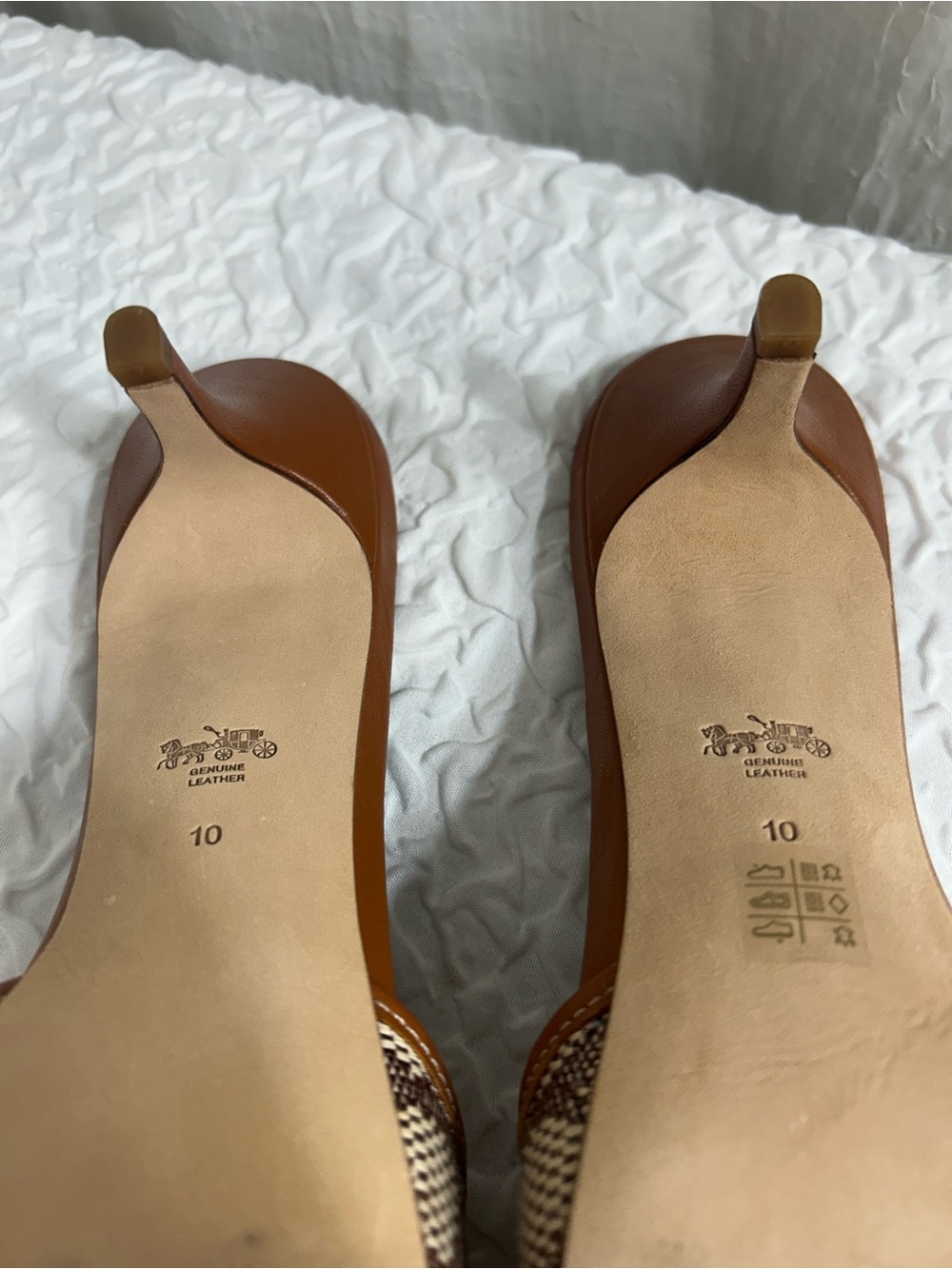 Coach Cognac Leather Heel Sandals - Picture 2 of 2